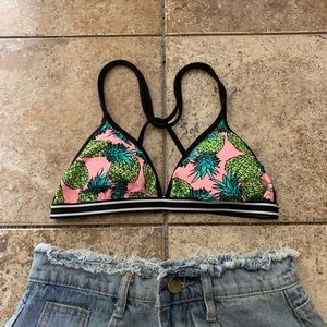 Pink Pineapple Bikini Top